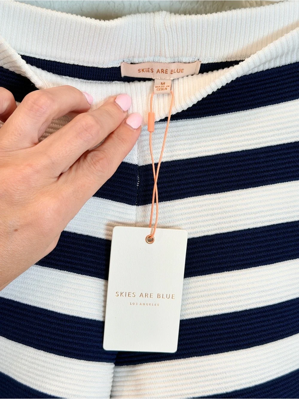 Skies Are Blue Sailor Stripe Knit Sweater Vest Short Set in Navy/White NWT! sz M